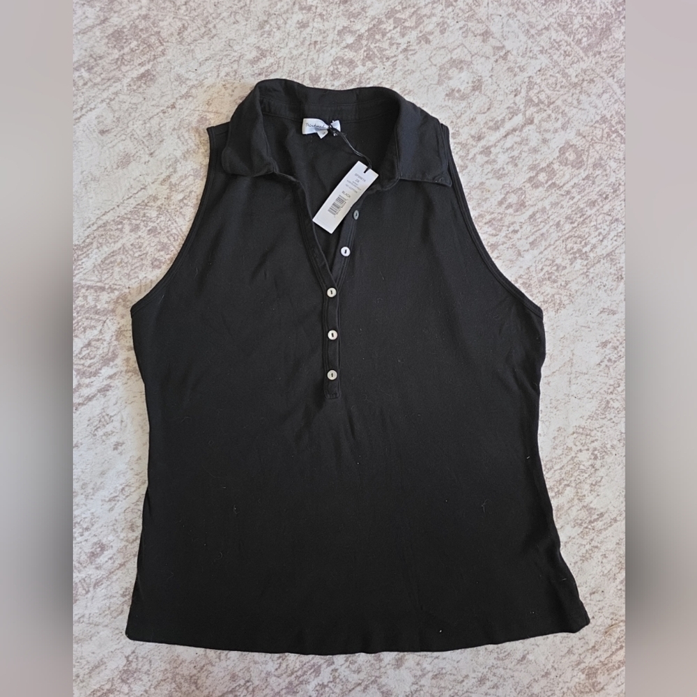Michael Stars NORAH Black Sleeveless POLO